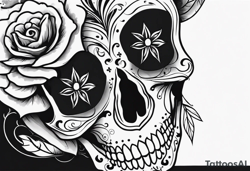 Day of dead skull with smoke around it tattoo idea
