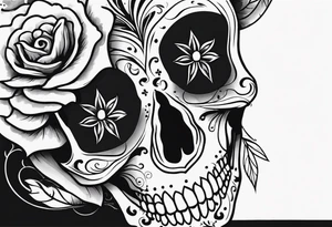 Day of dead skull with smoke around it tattoo idea
