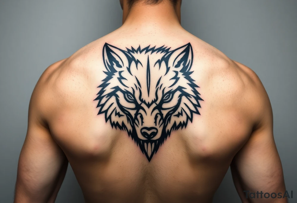 aggressive wolf head tattoo idea