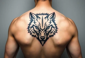 aggressive wolf head tattoo idea