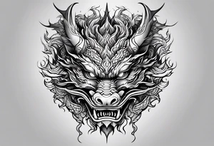 dragon mask fire tattoo idea