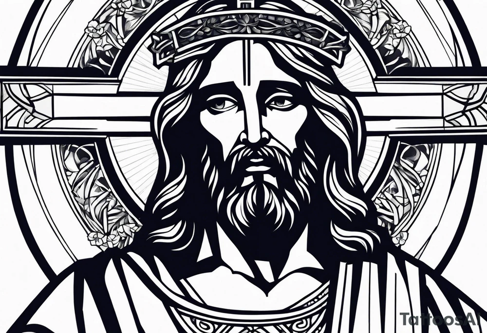 Jesus holding cross tattoo idea