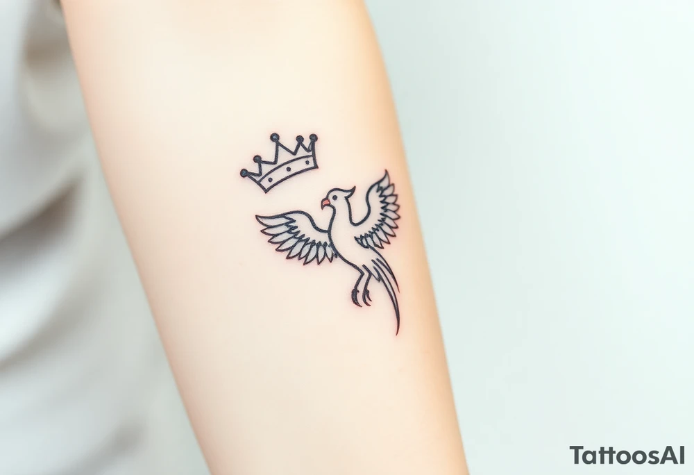 Crown and a phoenix tattoo idea