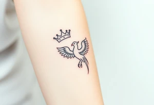 Crown and a phoenix tattoo idea