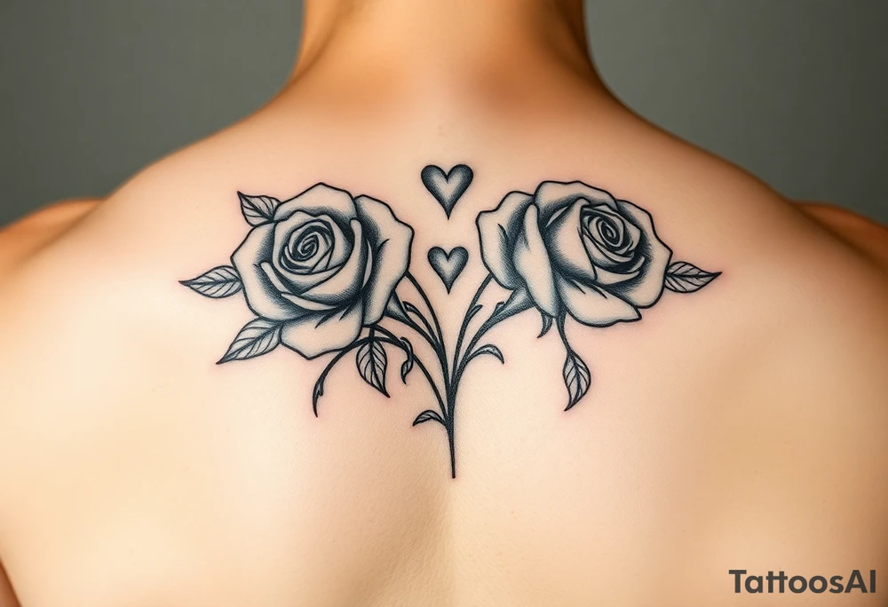 filigree roses hearts tattoo idea