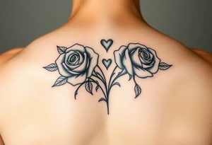 filigree roses hearts tattoo idea