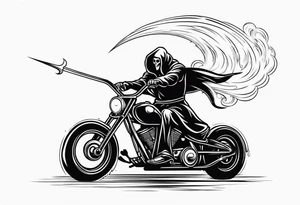 Grim Reaper on motorcycle, on fire tattoo idea