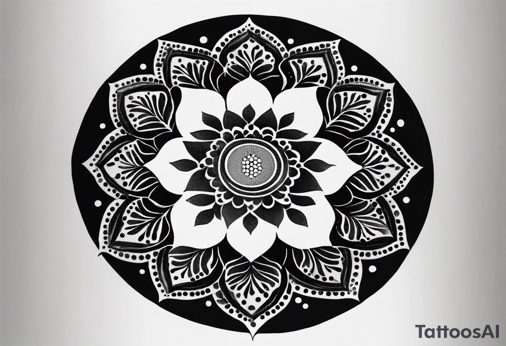 A feminin minimalist mandala with simple dit chain tattoo idea