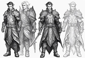 human-elf, male, paladin, full body tattoo idea