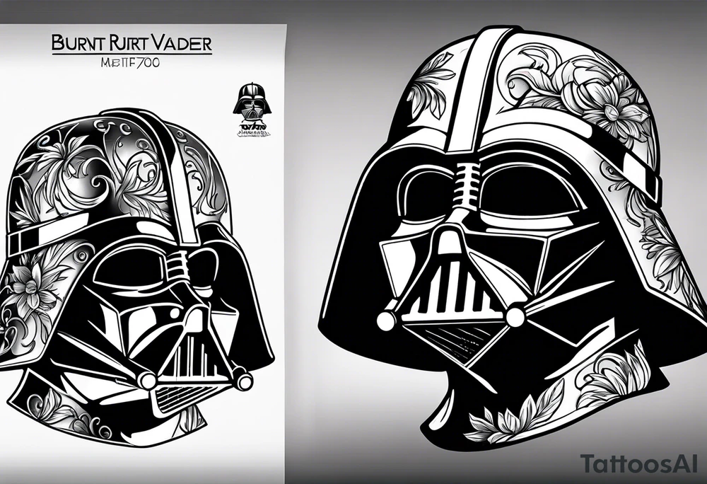 Burnt darth vader helmet tattoo idea