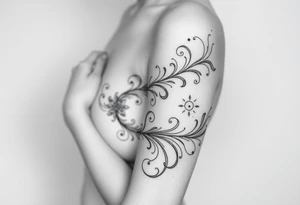 Ethereal Celestial dreamy swirling design elements that are daintily flowing like light wispy smoke tattoo idea