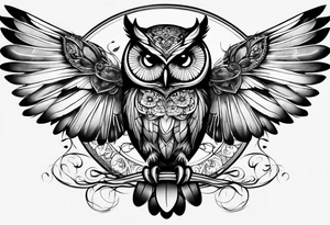 Owl and dragonfly tattoo idea