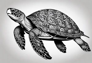 siple turtle with mandala shell tattoo idea