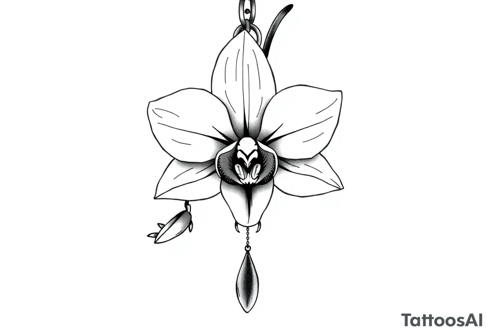Chain drop flower orchid tattoo idea