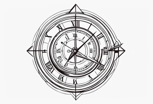 Very Simple tattoo combining elements of time, travel, and direction. tattoo idea