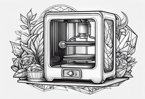 Little 3D printer cartoon tattoo idea