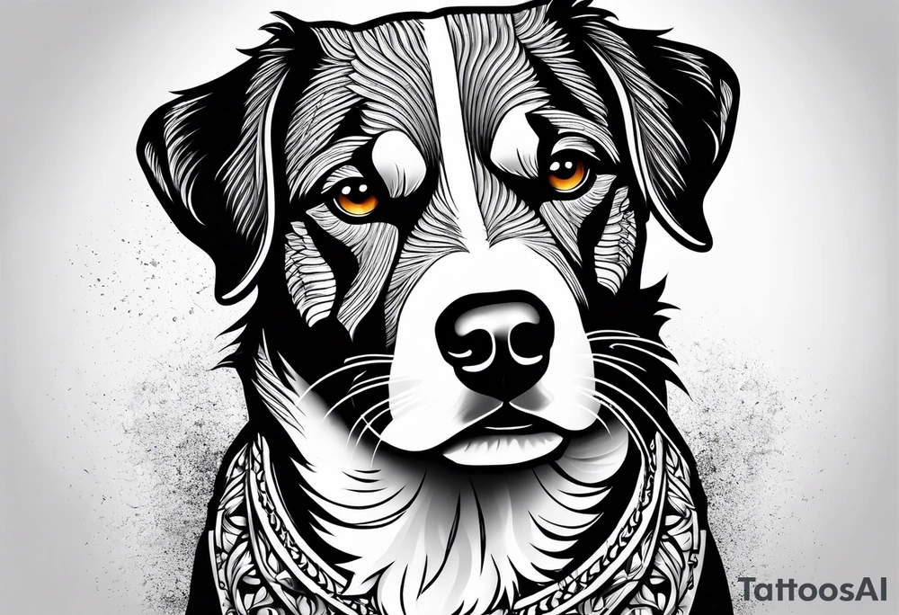 Cachorro sentado de costas traço simples tattoo idea