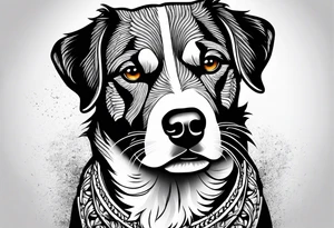 Cachorro sentado de costas traço simples tattoo idea