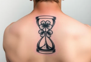 4 leaf clover growing in a hourglass tattoo idea