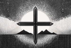 strength, small, sun cross ,  elegant, 
 vishap tattoo idea