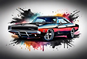 Black Dodge charger tattoo idea