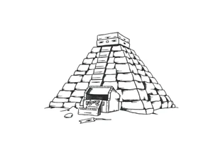 Aztec with pyramid and treasure tattoo idea