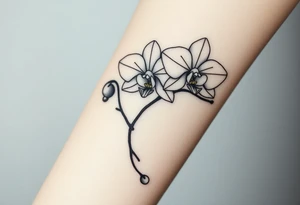 3 delicate fine line orchids realistic with a mix with vagina and branching tattoo idea
