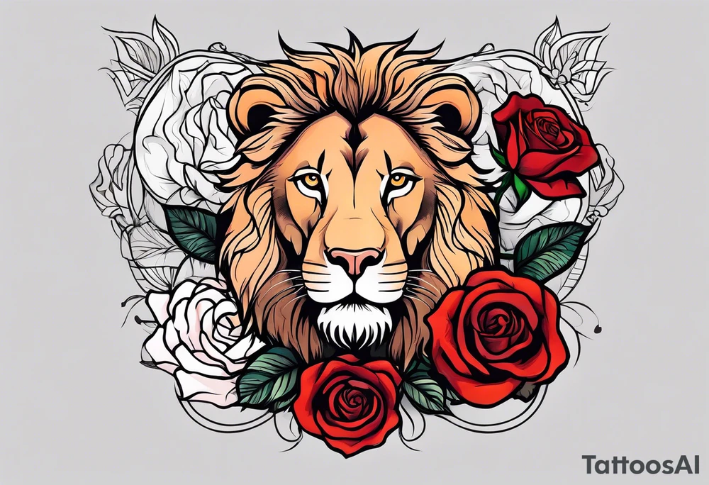 Rose and a lions tattoo idea