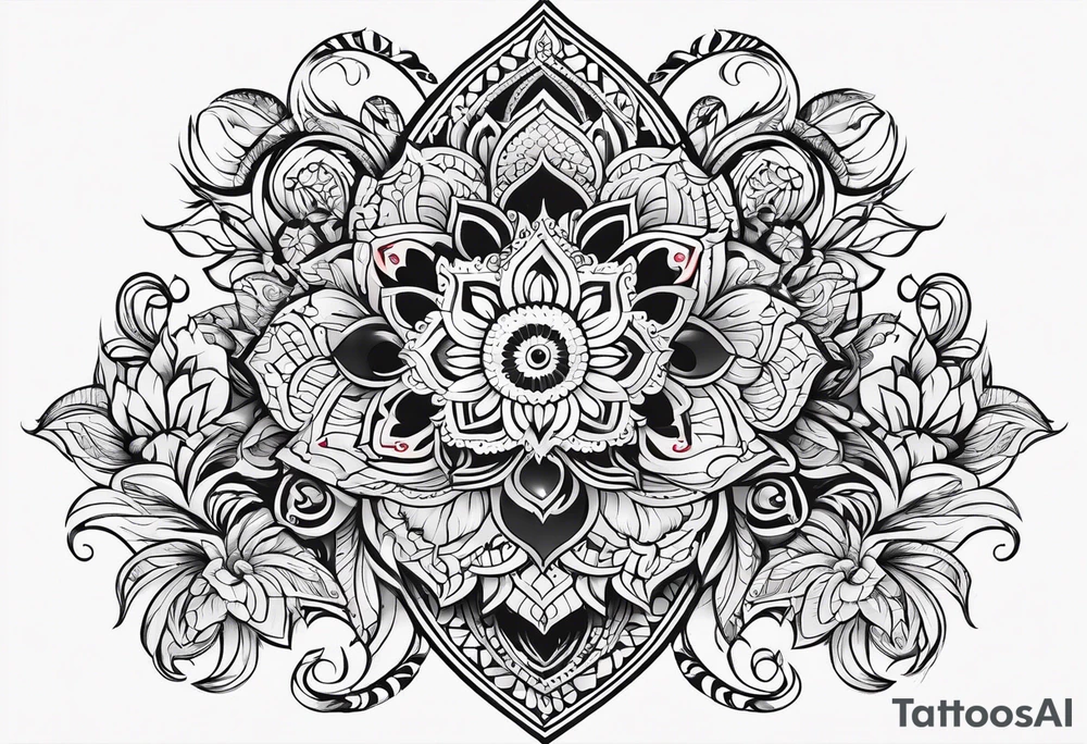 Tribal with only flowers and patterns tattoo idea