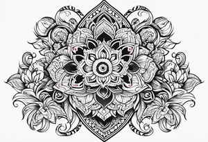 Tribal with only flowers and patterns tattoo idea
