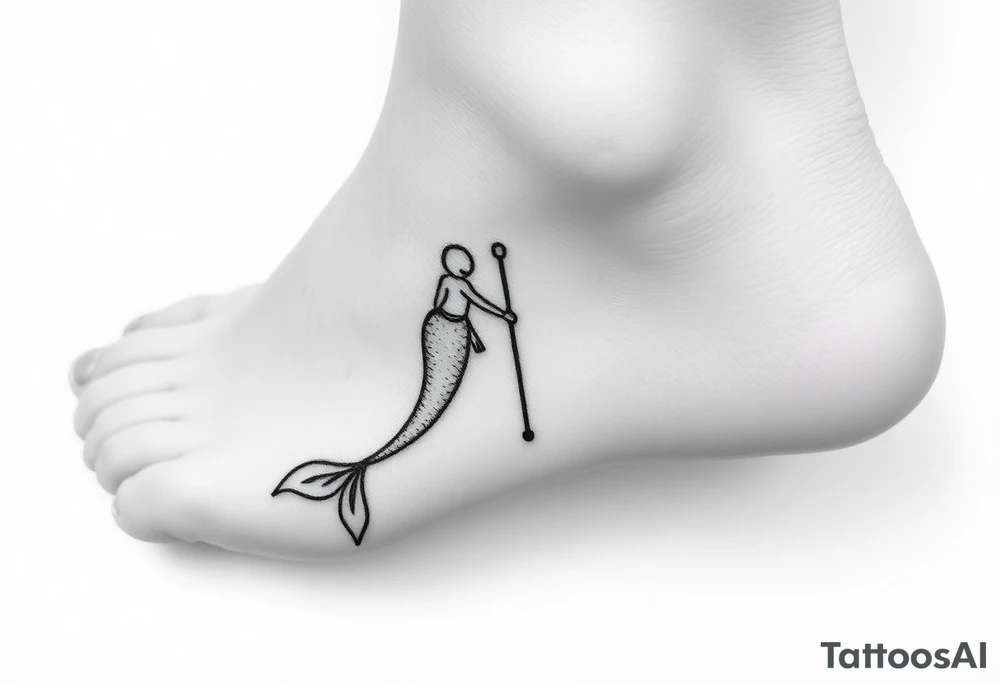 Mermaid with crutches tail tattoo idea