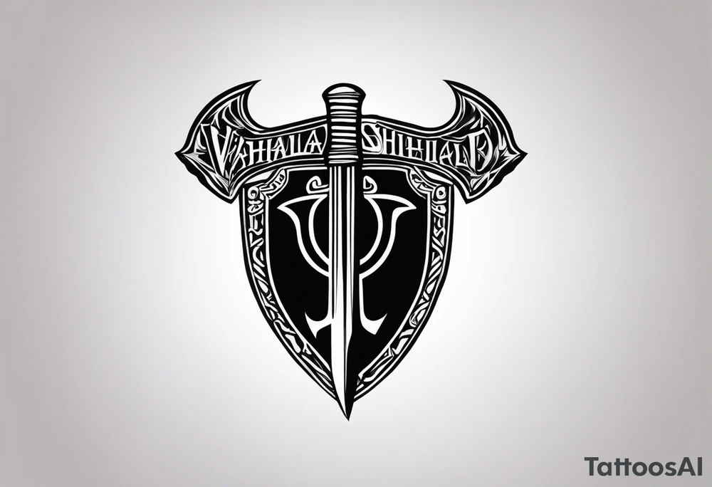 Valhalla  sword shield axe tattoo idea