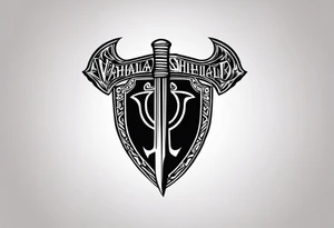 Valhalla  sword shield axe tattoo idea