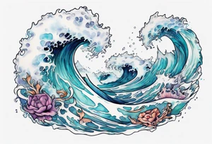 a crashing wave that turns into a young beautiful Ursula tattoo idea