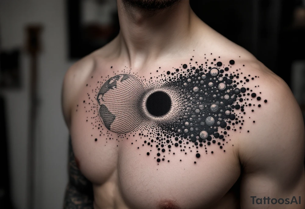 2 different worlds on both sides of a black hole tattoo idea