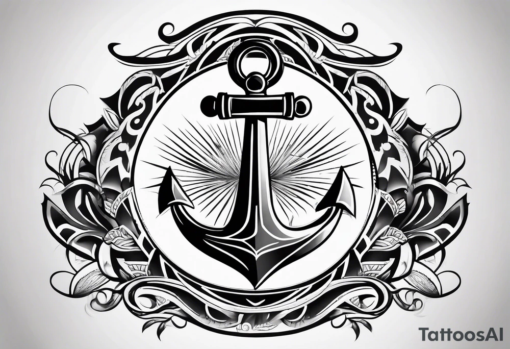 Simple Anchor with tribal tattoo idea