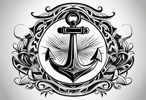 Simple Anchor with tribal tattoo idea
