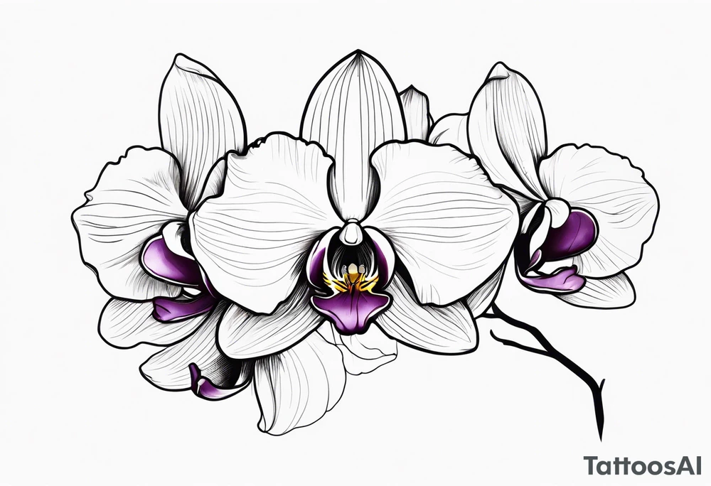 Orquídea olho de boca com flores da primavera tattoo idea