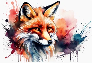 Watercolor fox tattoo idea