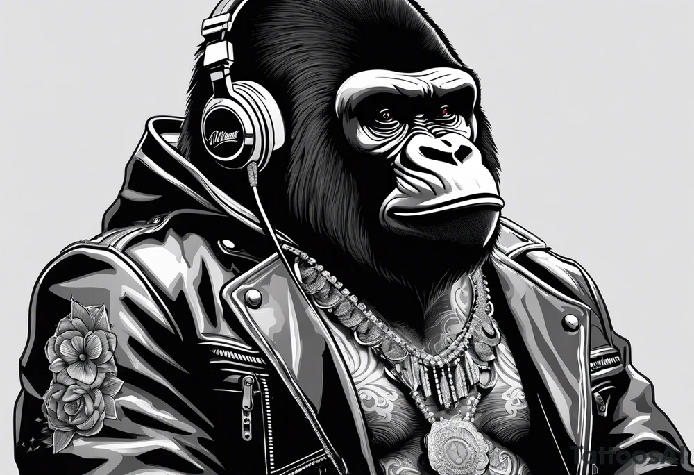 gorilla motorcycle microphone tattoo idea