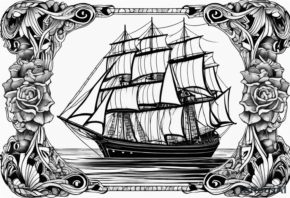 Schooner sailboat tattoo idea