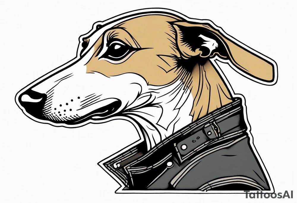 Punk greyhound with leather jacket and holding a switchblade knife tattoo idea