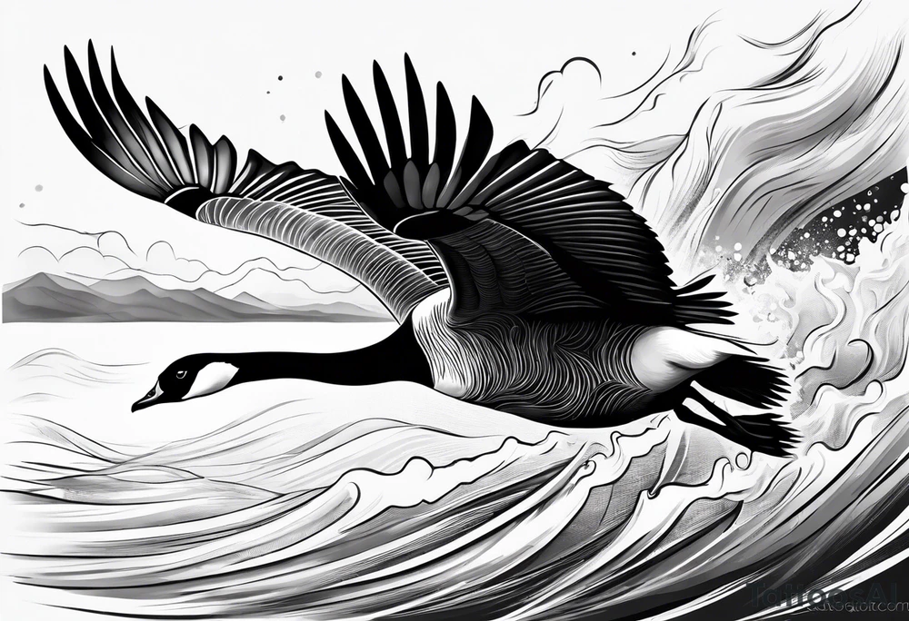 canadian goose taking off wind Background tattoo idea