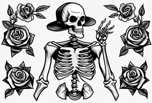 Dancing skeleton off a rose tattoo idea