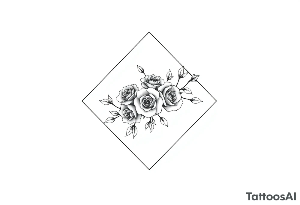 Small Roses filling up the inside of an lateral diamond shape tattoo idea