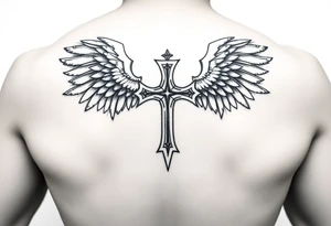 templar cross with angel wings mystical esoteric background tattoo idea