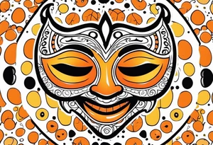 Laughing Male masquerade mask with orange and black circles tattoo idea