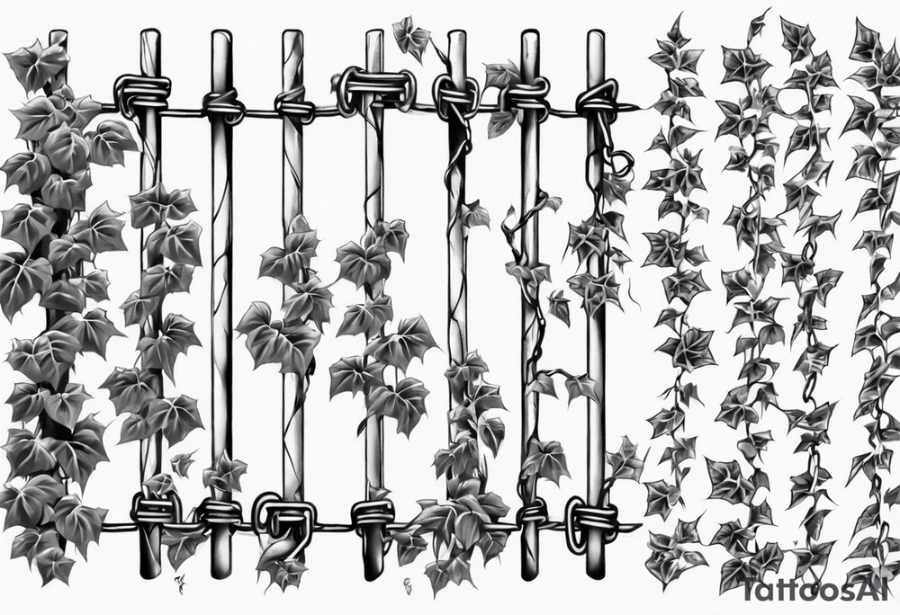 chain link fence with pointy ivy tattoo idea