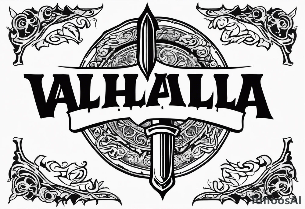 Valhalla sword shield tattoo idea