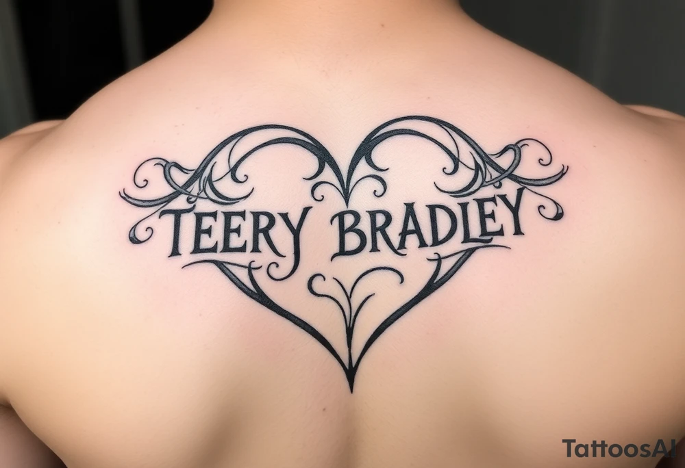 A heart shaped by the words TERRY BRADLEY tattoo idea